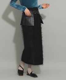 Ray BEAMS | Ray BEAMS / フリンジ フェイクレザー ベルト スカート(スカート)