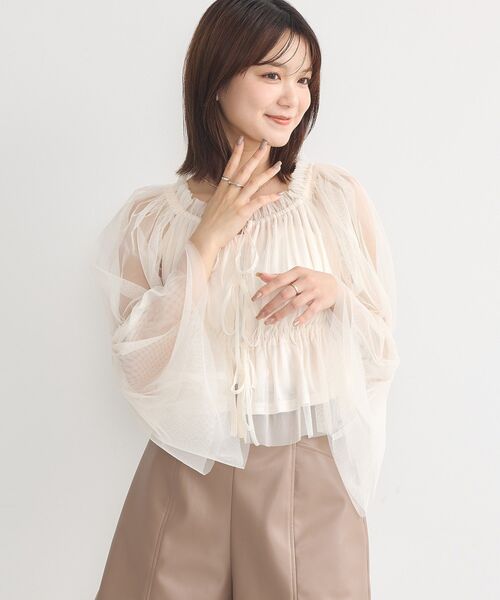 earth music&ecology（アースミュージックアンドエコロジー）の「チュールブラウス（シャツ/ブラウス・レディース・ピンク/グレイッシュベージュ/アイボリー・FREE）」の22枚目の写真