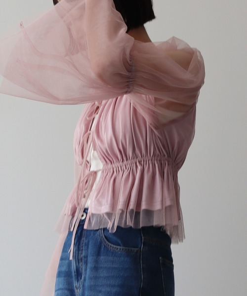 earth music&ecology（アースミュージックアンドエコロジー）の「チュールブラウス（シャツ/ブラウス・レディース・ピンク/グレイッシュベージュ/アイボリー・FREE）」の16枚目の写真