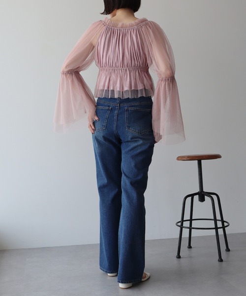 earth music&ecology（アースミュージックアンドエコロジー）の「チュールブラウス（シャツ/ブラウス・レディース・ピンク/グレイッシュベージュ/アイボリー・FREE）」の18枚目の写真