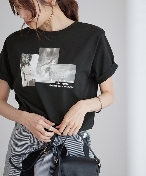 ROPE' PICNIC（ロペピクニック）の「RENUフォトTシャツ/冷感（Tシャツ/カットソー・レディース・ホワイト系その他2/ブラック/ホワイト系その他・38）」の3枚目の写真