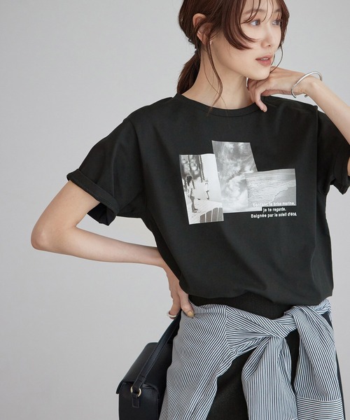 ROPE' PICNIC（ロペピクニック）の「RENUフォトTシャツ/冷感（Tシャツ/カットソー・レディース・ホワイト系その他2/ブラック/ホワイト系その他・38）」の21枚目の写真