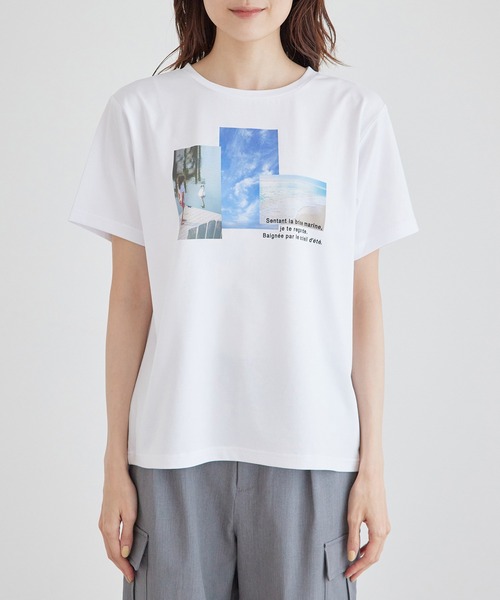 ROPE' PICNIC（ロペピクニック）の「RENUフォトTシャツ/冷感（Tシャツ/カットソー・レディース・ホワイト系その他2/ブラック/ホワイト系その他・38）」の18枚目の写真