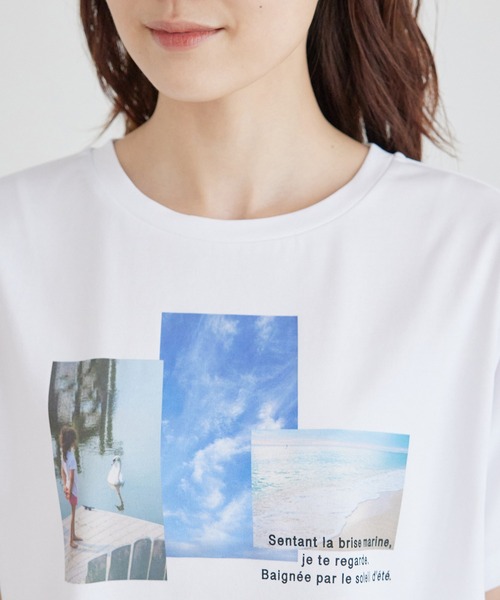 ROPE' PICNIC（ロペピクニック）の「RENUフォトTシャツ/冷感（Tシャツ/カットソー・レディース・ホワイト系その他2/ブラック/ホワイト系その他・38）」の10枚目の写真