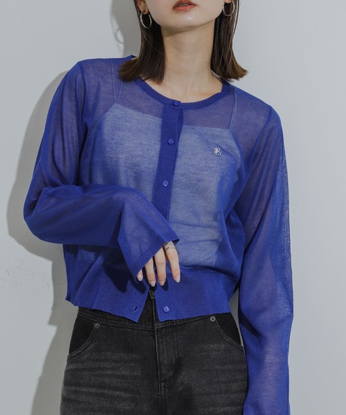 SENSE OF PLACE by URBAN RESEARCH(センスオブプレイスバイアーバンリサーチ)の「シシュウコンパクトニットカーディガン(カーディガン/ボレロ・レディース・ブラック/アイボリー/ピンク/ブルー・ONE)」の3枚目の写真