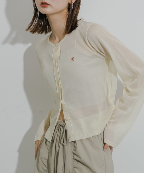 SENSE OF PLACE by URBAN RESEARCH(センスオブプレイスバイアーバンリサーチ)の「シシュウコンパクトニットカーディガン(カーディガン/ボレロ・レディース・ブラック/アイボリー/ピンク/ブルー・ONE)」の11枚目の写真