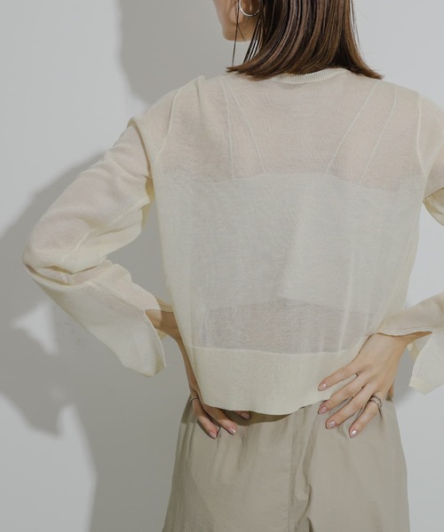 SENSE OF PLACE by URBAN RESEARCH(センスオブプレイスバイアーバンリサーチ)の「シシュウコンパクトニットカーディガン(カーディガン/ボレロ・レディース・ブラック/アイボリー/ピンク/ブルー・ONE)」の7枚目の写真