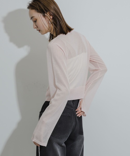 SENSE OF PLACE by URBAN RESEARCH(センスオブプレイスバイアーバンリサーチ)の「シシュウコンパクトニットカーディガン(カーディガン/ボレロ・レディース・ブラック/アイボリー/ピンク/ブルー・ONE)」の18枚目の写真