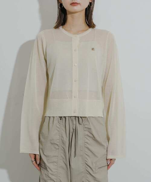 SENSE OF PLACE by URBAN RESEARCH(センスオブプレイスバイアーバンリサーチ)の「シシュウコンパクトニットカーディガン(カーディガン/ボレロ・レディース・ブラック/アイボリー/ピンク/ブルー・ONE)」の15枚目の写真