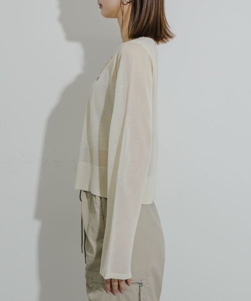 SENSE OF PLACE by URBAN RESEARCH(センスオブプレイスバイアーバンリサーチ)の「シシュウコンパクトニットカーディガン(カーディガン/ボレロ・レディース・ブラック/アイボリー/ピンク/ブルー・ONE)」の14枚目の写真