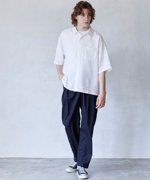 coca（coca）（コカ）の「半袖パナマシャツ（シャツ/ブラウス・メンズ・ホワイト/ライトブルー・M/L）」の5枚目の写真