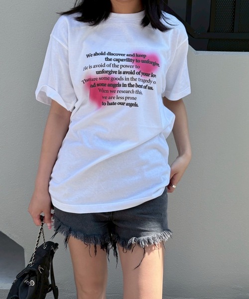 fiere(フィエール)の「リボンレタリング半袖Tシャツ(Tシャツ/カットソー・レディース・ホワイト/A/B/D/E/C・L/M/S/XL/X-SMALL/SMALL/MEDIUM/LARGE)」の6枚目の写真