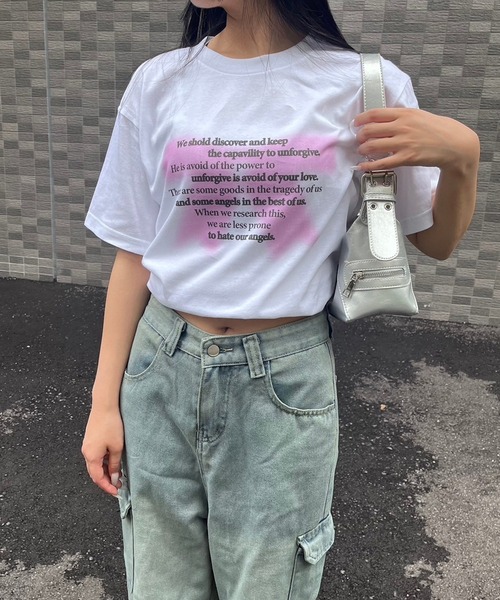 fiere(フィエール)の「リボンレタリング半袖Tシャツ(Tシャツ/カットソー・レディース・ホワイト/A/B/D/E/C・L/M/S/XL/X-SMALL/SMALL/MEDIUM/LARGE)」の12枚目の写真