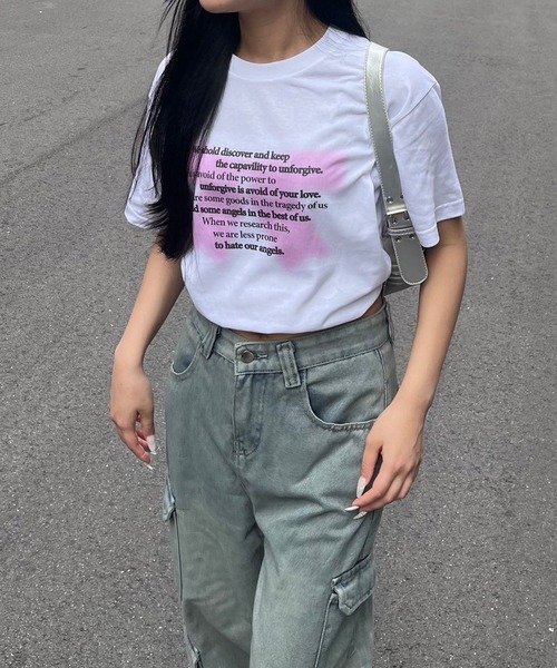 fiere(フィエール)の「リボンレタリング半袖Tシャツ(Tシャツ/カットソー・レディース・ホワイト/A/B/D/E/C・L/M/S/XL/X-SMALL/SMALL/MEDIUM/LARGE)」の10枚目の写真