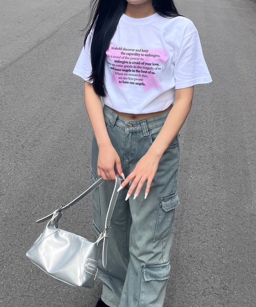 fiere(フィエール)の「リボンレタリング半袖Tシャツ(Tシャツ/カットソー・レディース・ホワイト/A/B/D/E/C・L/M/S/XL/X-SMALL/SMALL/MEDIUM/LARGE)」の9枚目の写真