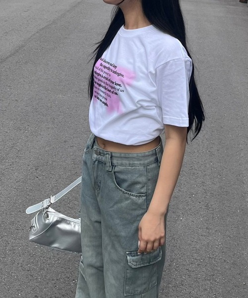 fiere(フィエール)の「リボンレタリング半袖Tシャツ(Tシャツ/カットソー・レディース・ホワイト/A/B/D/E/C・L/M/S/XL/X-SMALL/SMALL/MEDIUM/LARGE)」の7枚目の写真