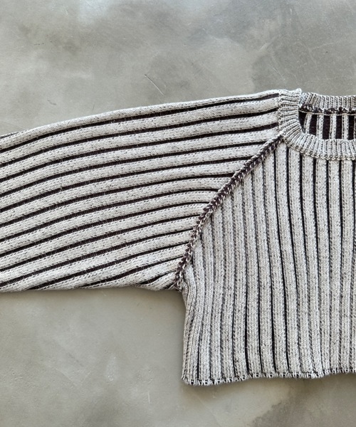 SHAGGIE(シャギー)の「プレーティングクルーネックニット(ニット/セーター・レディース・ブラウン/ネイビー/ライトグレー・FREE)」の16枚目の写真