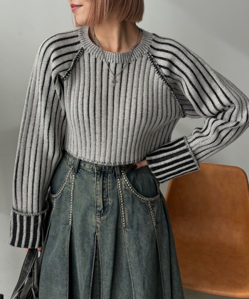 プレーティングクルーネックニット（ニット/セーター）｜SHAGGIE