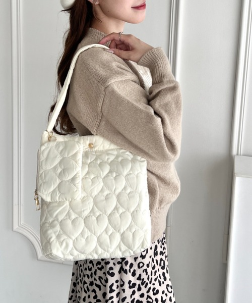 2way／まんまるキルティングバッグ＋ポーチ付／シルバー AIGLE トートバッグ 撥水 キルティングバック 2wayトートバッグ