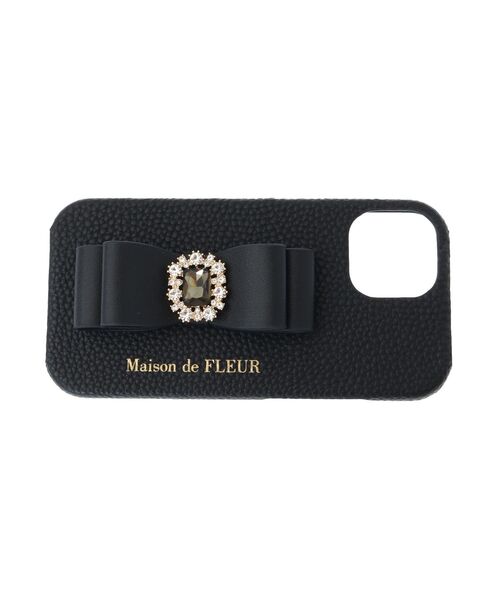 Maison de FLEUR(メゾンドフルール)の「リボンビジューアイフォン15ケース(スマホケース/カバー・レディース・ブラック/ピンクベージュ/ブルー系その他7・FREE)」の4枚目の写真
