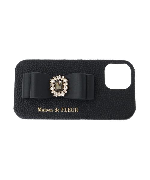 Maison de FLEUR(メゾンドフルール)の「リボンビジューアイフォン15ケース(スマホケース/カバー・レディース・ブラック/ピンクベージュ/ブルー系その他7・FREE)」の9枚目の写真