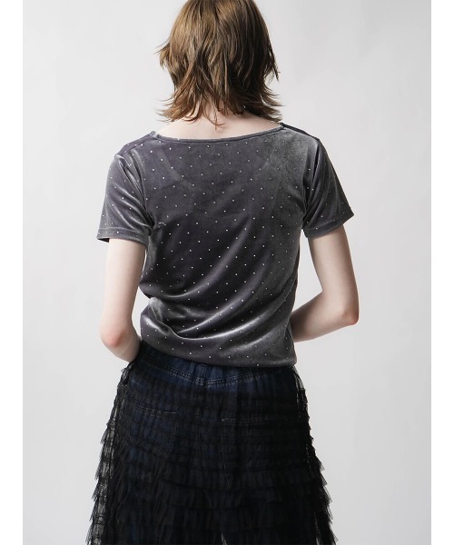 :ETHROF（イーサオブ）の「RHINESTONE VELOR TOPS（Tシャツ/カットソー・レディース・ブラック/ピンク/グレー・MEDIUM）」の13枚目の写真
