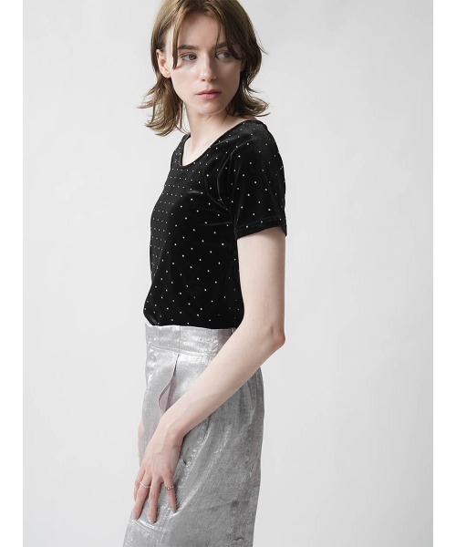:ETHROF（イーサオブ）の「RHINESTONE VELOR TOPS（Tシャツ/カットソー・レディース・ブラック/ピンク/グレー・MEDIUM）」の20枚目の写真