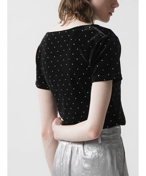 :ETHROF（イーサオブ）の「RHINESTONE VELOR TOPS（Tシャツ/カットソー・レディース・ブラック/ピンク/グレー・MEDIUM）」の19枚目の写真