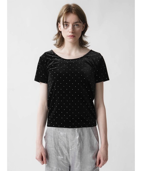:ETHROF（イーサオブ）の「RHINESTONE VELOR TOPS（Tシャツ/カットソー・レディース・ブラック/ピンク/グレー・MEDIUM）」の16枚目の写真