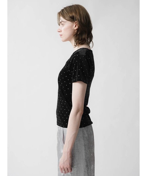 :ETHROF（イーサオブ）の「RHINESTONE VELOR TOPS（Tシャツ/カットソー・レディース・ブラック/ピンク/グレー・MEDIUM）」の15枚目の写真