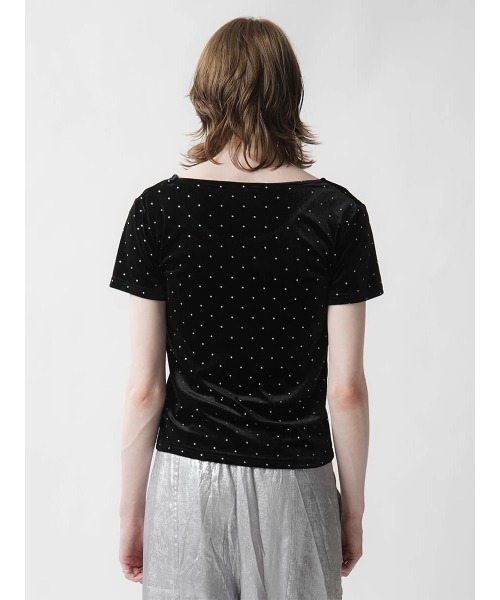 :ETHROF（イーサオブ）の「RHINESTONE VELOR TOPS（Tシャツ/カットソー・レディース・ブラック/ピンク/グレー・MEDIUM）」の14枚目の写真
