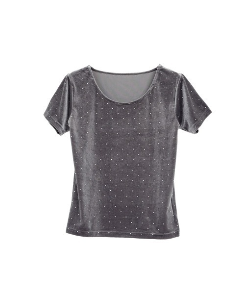 :ETHROF（イーサオブ）の「RHINESTONE VELOR TOPS（Tシャツ/カットソー・レディース・ブラック/ピンク/グレー・MEDIUM）」の21枚目の写真