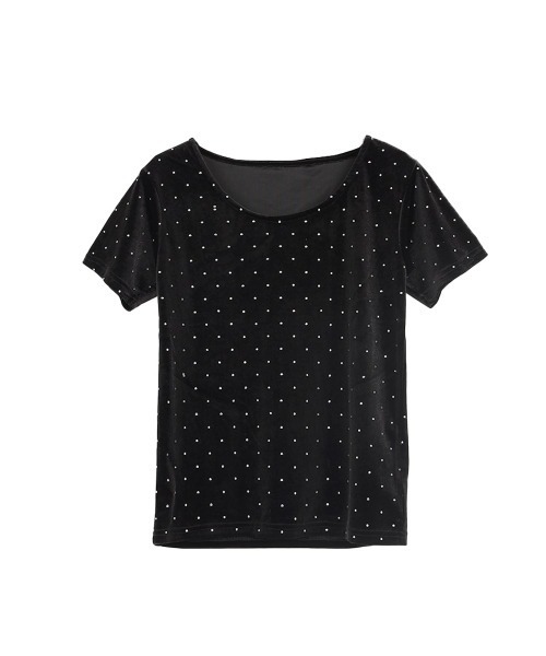 :ETHROF（イーサオブ）の「RHINESTONE VELOR TOPS（Tシャツ/カットソー・レディース・ブラック/ピンク/グレー・MEDIUM）」の22枚目の写真