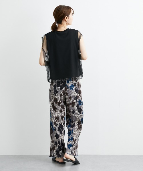 nissen（ニッセン）の「フラワー柄クリスタルプリーツパンツ（その他パンツ・レディース・ベージュ系/ブルー系/ブラウン系・M/L）」の16枚目の写真