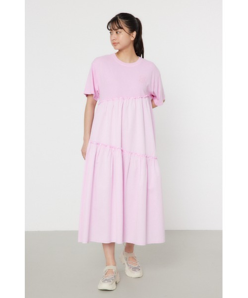 RODEO CROWNS WIDE BOWL（ロデオクラウンズワイドボウル）の「ピグメントギャザードッキングワンピース（ワンピース・レディース・オフホワイト/ブラック/ピンク/グリーン・FREE）」の4枚目の写真