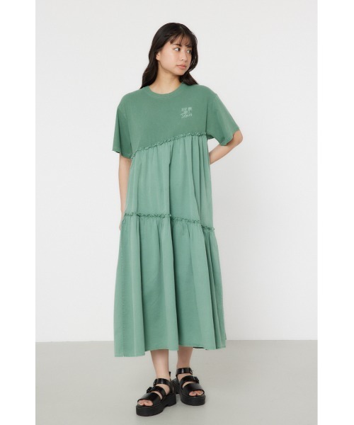 RODEO CROWNS WIDE BOWL（ロデオクラウンズワイドボウル）の「ピグメントギャザードッキングワンピース（ワンピース・レディース・オフホワイト/ブラック/ピンク/グリーン・FREE）」の3枚目の写真