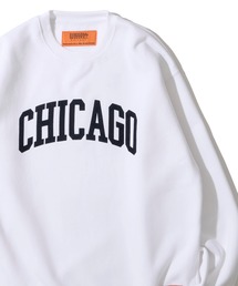 【UNIVERSAL OVERALL】T/C SWEAT CHICAGO FLOCKY PRINT / フロッキープリント裏起毛スウェットプルオーバー