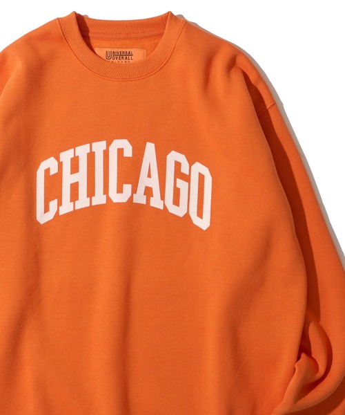 UNIVERSAL OVERALL（ユニバーサルオーバーオール）の「【UNIVERSAL OVERALL】T/C SWEAT CHICAGO FLOCKY PRINT / フロッキープリント裏起毛スウェットプルオーバー（スウェット・レディース・ブラック/ホワイト/グレー/オレンジ/ブルー/オートミール/ネイビー・SMALL/MEDIUM/LARGE/X-LARGE）」の7枚目の写真