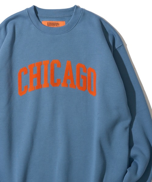UNIVERSAL OVERALL（ユニバーサルオーバーオール）の「【UNIVERSAL OVERALL】T/C SWEAT CHICAGO FLOCKY PRINT / フロッキープリント裏起毛スウェットプルオーバー（スウェット・レディース・ブラック/ホワイト/グレー/オレンジ/ブルー/オートミール/ネイビー・SMALL/MEDIUM/LARGE/X-LARGE）」の6枚目の写真