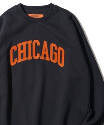 UNIVERSAL OVERALL | 【UNIVERSAL OVERALL】T/C SWEAT CHICAGO FLOCKY PRINT / フロッキープリント裏起毛スウェットプルオーバー(スウェット)
