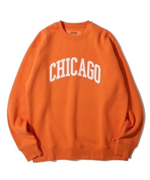 トレーナー スウェット 「UNIVERSAL OVERALL」T/C SWEAT CHICAGO FLOCKY PRINT / フロッキープリント裏起 セール】【UNIVERSAL OVERALL】T/C SWEAT CHICAGO FLOCKY PRINT