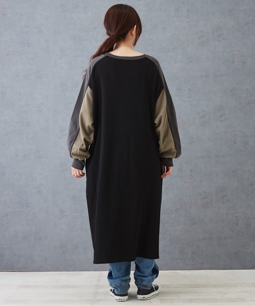 CUBE SUGAR（キューブシュガー）の「配色切替スウェットドロストワンピース（ワンピース・レディース・ブラック/グレー/ベージュ・M）」の10枚目の写真