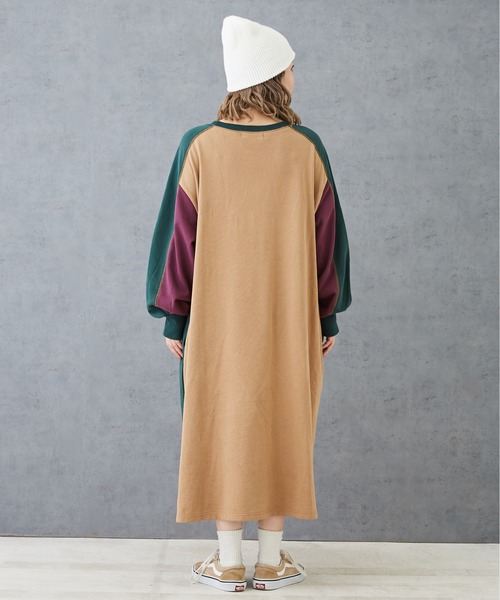 CUBE SUGAR（キューブシュガー）の「配色切替スウェットドロストワンピース（ワンピース・レディース・ブラック/グレー/ベージュ・M）」の13枚目の写真