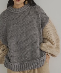 Libra Cue（リブラ キュー）の「バイカラーバルーンスリーブニット（ニット/セーター）」