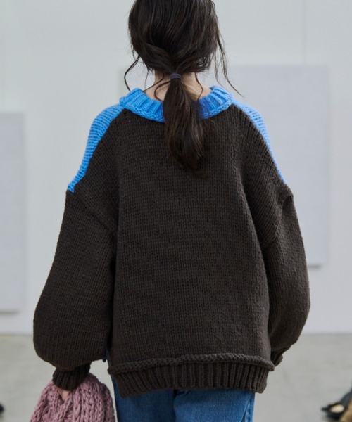 Libra Cue（リブラ キュー）の「バイカラーバルーンスリーブニット（ニット/セーター・レディース・ブラック/アイボリー/グレー/ブルー/ネイビー/モカ・FREE）」の10枚目の写真