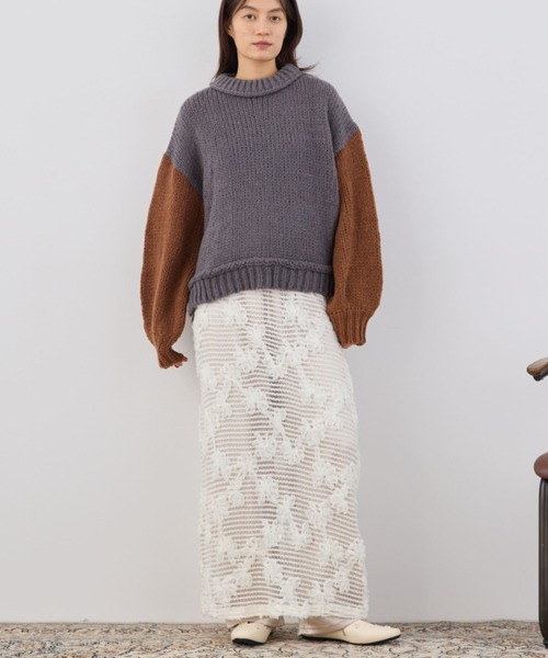 Libra Cue（リブラ キュー）の「バイカラーバルーンスリーブニット（ニット/セーター・レディース・ブラック/アイボリー/グレー/ブルー/ネイビー/モカ・FREE）」の21枚目の写真