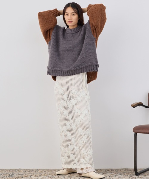 Libra Cue（リブラ キュー）の「バイカラーバルーンスリーブニット（ニット/セーター・レディース・ブラック/アイボリー/グレー/ブルー/ネイビー/モカ・FREE）」の22枚目の写真