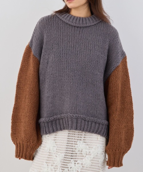 Libra Cue（リブラ キュー）の「バイカラーバルーンスリーブニット（ニット/セーター・レディース・ブラック/アイボリー/グレー/ブルー/ネイビー/モカ・FREE）」の20枚目の写真