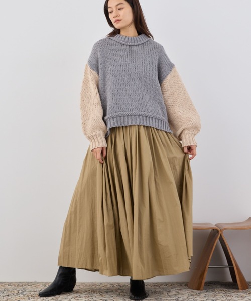 セール】バイカラーバルーンスリーブニット（ニット/セーター）｜Libra