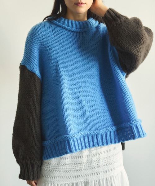 Libra Cue（リブラ キュー）の「バイカラーバルーンスリーブニット（ニット/セーター・レディース・ブラック/アイボリー/グレー/ブルー/ネイビー/モカ・FREE）」の16枚目の写真